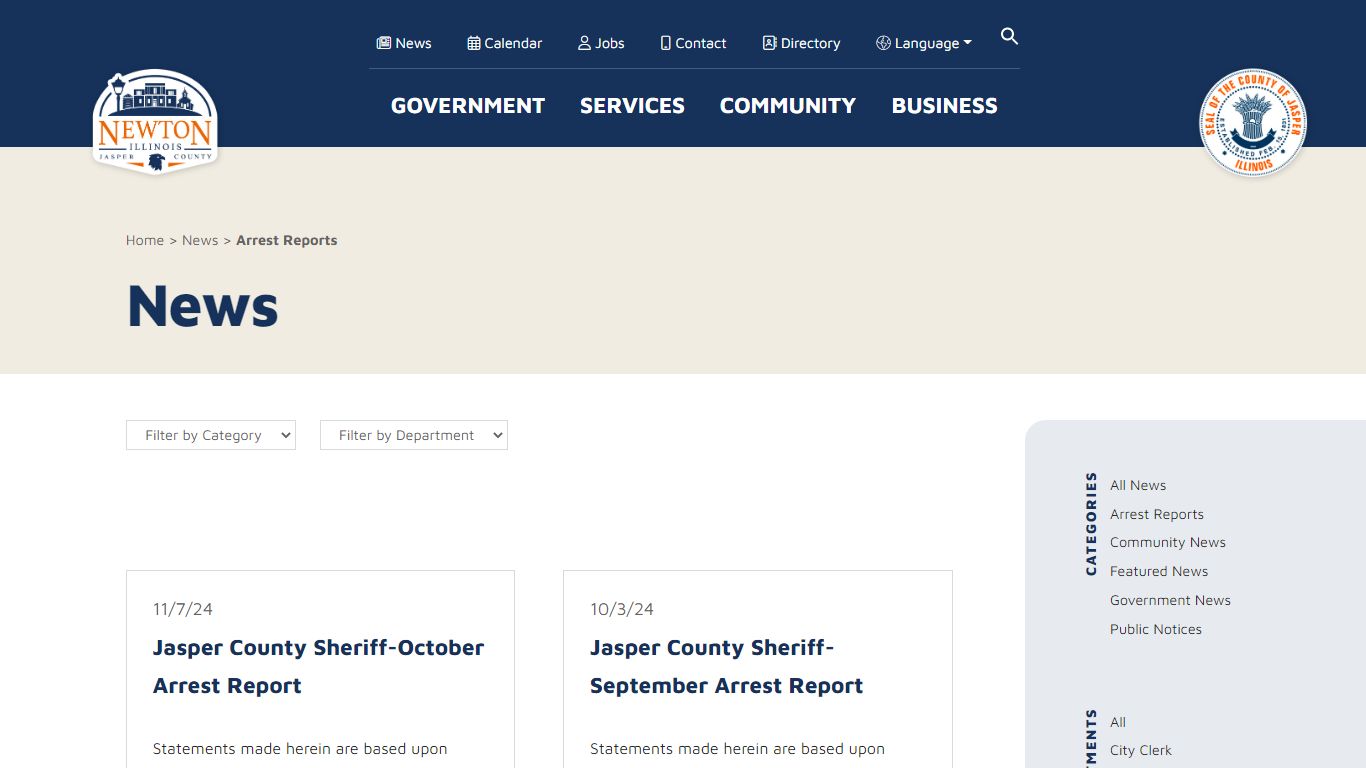 Arrest Reports Archives - City of Newton, IL | Jasper County, IL